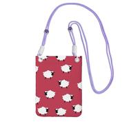 LfearTesa Piccola borsa a tracolla, porta cellulare, portamonete, borsa a tracolla, simpatico cartone animato di pecora bianca e rossa stampata,Viola