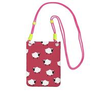 LfearTesa Piccola borsa a tracolla, porta cellulare, portamonete, borsa a tracolla, simpatico cartone animato di pecora bianca e rossa stampata,Fucsia