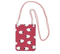 LfearTesa Piccola borsa a tracolla, porta cellulare, portamonete, borsa a tracolla, simpatico cartone animato di pecora bianca e rossa stampata,Rosa