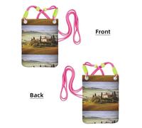 LfearTesa Piccola borsa a tracolla, porta cellulare, portamonete, borsa a tracolla, Toscana vista dalla pietra, antico borgo di Montepulciano, Italia, in una giornata nuvolosa, natura,Fucsia