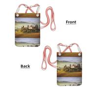 LfearTesa Piccola borsa a tracolla, porta cellulare, portamonete, borsa a tracolla, Toscana vista dalla pietra, antico borgo di Montepulciano, Italia, in una giornata nuvolosa, natura,Rosa