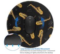 LfearTesa Sassofono e musica, tappetino per mouse rotondo da 8 pollici, base in gomma antiscivolo impermeabile