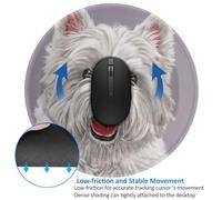 LfearTesa Simpatico tappetino per mouse rotondo con stampa artistica raffigurante un cane West Highland Terrier, con base in gomma antiscivolo impermeabile, da 8 pollici.