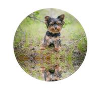 LfearTesa Tappetino per mouse rotondo da 8 pollici, con base in gomma antiscivolo impermeabile, per cuccioli di Yorkshire Terrier e cani.