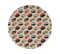 LfearTesa Tappetino per mouse rotondo da 8 pollici con motivo a carlino e sushi, base in gomma antiscivolo impermeabile