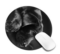 LfearTesa Tappetino per mouse rotondo da 8 pollici con simpatico cane Labrador nero, base in gomma antiscivolo impermeabile