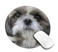 LfearTesa Tappetino per mouse rotondo da 8 pollici con simpatico Shih Tzu, base in gomma antiscivolo impermeabile