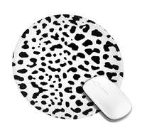 LfearTesa Tappetino per mouse rotondo da 8 pollici con stampa di cane dalmata e macchie nere, base in gomma antiscivolo impermeabile