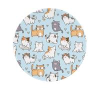 LfearTesa Tappetino per mouse rotondo da 8 pollici con stampa di un simpatico gatto, base in gomma antiscivolo impermeabile