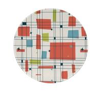 LfearTesa Tappetino per mouse rotondo da 8 pollici, griglia moderna astratta di metà secolo, base in gomma antiscivolo impermeabile