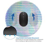 LfearTesa Tappetino per mouse rotondo olografico con ologramma arcobaleno colorato, 8 pollici, base in gomma antiscivolo impermeabile