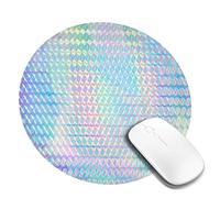 LfearTesa Tappetino per mouse rotondo olografico con ologramma arcobaleno colorato, 8 pollici, base in gomma antiscivolo impermeabile