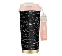 LfearTesa Tazza da viaggio ecologica in acciaio inossidabile 316, tazza da viaggio da parete, tazza da caffè con cordino, equazioni matematiche, formule matematiche,Rosa