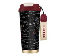 LfearTesa Tazza da viaggio ecologica in acciaio inossidabile 316, tazza da viaggio da parete, tazza da caffè con cordino, equazioni matematiche, formule matematiche,Rosso