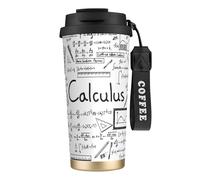 LfearTesa Tazza da viaggio ecologica in acciaio inossidabile 316, tazza da viaggio per ufficio, tazza da caffè con cordino, matematica, geometria, calcolo,Nero