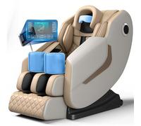 LFFTBK Poltrona Massaggiante Completa con Binario SL Extra Lungo, Zero Gravity e Massaggio Oculare, AI Body Scan, Shiatsu Riscaldata, Altoparlante Bluetooth, Schermo LCD Touch(Beige)