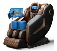 LFFTBK Poltrona Massaggiante Completa con Binario SL Extra Lungo, Zero Gravity e Massaggio Oculare, AI Body Scan, Shiatsu Riscaldata, Altoparlante Bluetooth, Schermo LCD Touch(Bruin)
