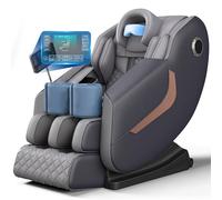 LFFTBK Poltrona Massaggiante Completa con Binario SL Extra Lungo, Zero Gravity e Massaggio Oculare, AI Body Scan, Shiatsu Riscaldata, Altoparlante Bluetooth, Schermo LCD Touch(Gray)