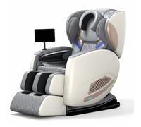 LFFTBK Poltrona Massaggiante Professionale Gravità Zero, Manipolatore in Giada e Binario SL, Termoterapia alle Erbe, Massaggio Piedi e Polpacci, Bluetooth HIFI, Touch Screen, Salvaspazio(Gray)