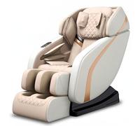 LFFTBK Poltrona Massaggiante Professionale Zero Gravity con Bluetooth, Schermo LCD, Rulli per Fianchi, Massaggio ad Aria Full Body, Salvaspazio, Poltrona Relax Elettrica Shiatsu(Beige)