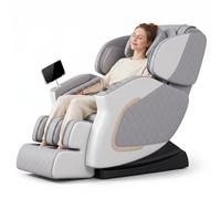 LFFTBK Poltrona Massaggiante Professionale Zero Gravity, Schermo LCD, Massaggio Simulato, Poggiatesta a U, Airbag & Rulli Piedi, Senza Montaggio(Gray)
