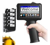 LFfwynog Etichettatrice per stampante portatile, stampante a getto d'inchiostro portatile da 4,3 pollici Supporta più di 40 lingue e metodi di input per numero di lotto/data,Machine+10inkcartridges