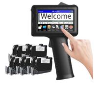 LFfwynog Pistola per stampante a getto d'inchiostro portatile da 4,3 pollici, stampante portatile con cartuccia d'inchiostro ad asciugatura rapida per testo/codice,Machine+10inkcartridges
