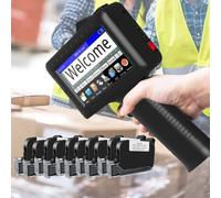 LFfwynog Pistola per stampante a getto d'inchiostro portatile, stampante portatile da 4,3 pollici con cartuccia d'inchiostro ad asciugatura rapida per testo/codice QR ecc.,Machine+10inkcartridges