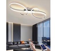 LFLA Plafoniera a LED dimmerabile Illuminazione da soggiorno moderna Lampada da soffitto con telecomando Camera da letto Sala da pranzo Ufficio Lampada a risparmio energetico (Cromo, L80cm-86W)