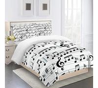 LFOFRP Set di Biancheria da Letto di 3D Note del Personale Musicale Stampa Digitale, 3 Pezzi in Microfibra con Chiusura E Federa A Cerniera Set Copripiumino Matrimoniale 200X200CM, Ultra Morbido