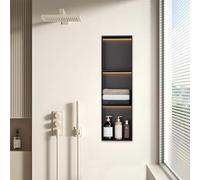 LFONDIGE Mensola per nicchia Doccia con Luce LED, nicchia per Bagno Umido, nicchia portaoggetti Impermeabile per ristrutturazione casa e Bagno.