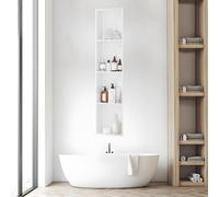 LFONDIGE Nicchia Doccia in Acciaio Inox Bianco - Mensola per Bagno, Contenitore Impermeabile - Facile Installazione per ristrutturazione casa e Bagno