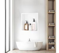 LFONDIGE Nicchia Doccia in Acciaio Inox Bianco - Mensola per Bagno, Contenitore Impermeabile - Facile Installazione per ristrutturazione casa e Bagno