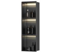 LFONDIGE Nicchia Doccia Integrata, Modanatura monoblocco in Acciaio Inox 304, Facile Installazione per la ristrutturazione del Bagno - Nero Opaco