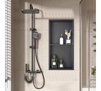 LFONDIGE Nicchia Doccia Integrata, per Bagno Turco, Modanatura monoblocco in Acciaio Inox, Facile Installazione per ristrutturazione Bagno, Nero Opaco