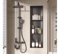 LFONDIGE Nicchia Doccia Integrata, per Bagno Turco, Modanatura monoblocco in Acciaio Inox, Facile Installazione per ristrutturazione Bagno, Nero Opaco