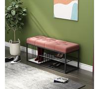 LFONDIGE Panca portascarpe con Seduta Imbottita, Elegante scarpiera da Ingresso e Pouf Contenitore, Panca da corridoio da 47,2" per Soggiorno, Camera da Letto, Colore E - Perfetta per sistemare Le sc