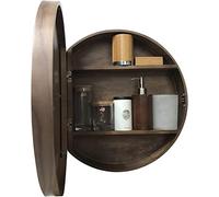 LFONDIGE Tavolo da toeletta Rotondo con Specchio per Il Trucco Specchio da Bagno in Legno massello Specchio da Bagno a Parete Mobiletto da toeletta Rotondo con Specchio da Parete (Colore: Oro, Dimens