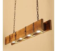 Lfoute Lampada A Sospensione in Legno Rustica Lampadario LED Tavolo Da Pranzo Lampada A Sospensione Regolabile Altezza Retrò Plafoniera Vintage Industriale Office Cafe Bar Creative Loft Illuminazione