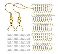 LfrXtra 100 PCS Earring Hooks Wire Buckle Fish Pendant Connectors Clip Clasps Earplugs for DIY Jewelry Making Crafts French Earring Ear Wire Ball for Jewelry Making