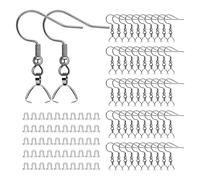 LfrXtra 100 PCS Earring Hooks Wire Buckle Fish Pendant Connectors Clip Clasps Earplugs for DIY Jewelry Making Crafts French Earring Ear Wire Ball for Jewelry Making