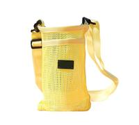 LfrXtra Borsa a tracolla per bottiglia d'acqua, portatile, per sport, con rete e cinghia regolabile, per campeggio all'aperto, Giallo