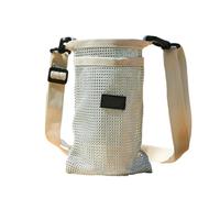 LfrXtra Borsa a tracolla per bottiglia d'acqua, portatile, per sport, con rete e cinghia regolabile, per campeggio all'aperto, Grigio
