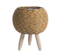 LfrXtra Cesto per piante intrecciato in rattan, con struttura per fiori, in paglia, per interni, sgabello, vassoio intrecciato