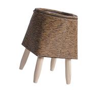 LfrXtra Cesto per piante intrecciato in rattan, con struttura per fiori, in paglia, per interni, sgabello, vassoio intrecciato