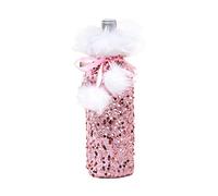 LfrXtra Corsetto in peluche con lustrini per bottiglie di vino, bottiglie di vino, bottiglie di vino, decorazioni natalizie per tavolo da pranzo, Oro rosa