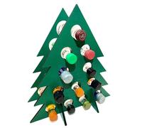 LfrXtra Espositore per bottiglie di vino con conto alla rovescia per festival, conto alla rovescia di Natale, espositore per vino, stabile in legno a forma di albero