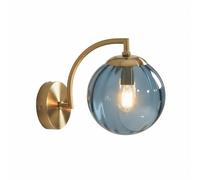 LFsem Applique a Parete Vintage con Sfera di Vetro da 15cm e Base Oro, Lampada da Parete E27 per Camera da Letto, Bagno e Corridoio, Elegante Luce da Parete per Interni(Blu)