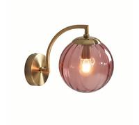 LFsem Applique a Parete Vintage con Sfera di Vetro da 15cm e Base Oro, Lampada da Parete E27 per Camera da Letto, Bagno e Corridoio, Elegante Luce da Parete per Interni(Rosso)