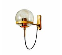 LFsem Applique da parete industriale retrò Palla in vetro Paralume Staffa in metallo Candeliere Lampada da parete per soggiorno Camera da letto Corridoio dell'hotel (ottone)